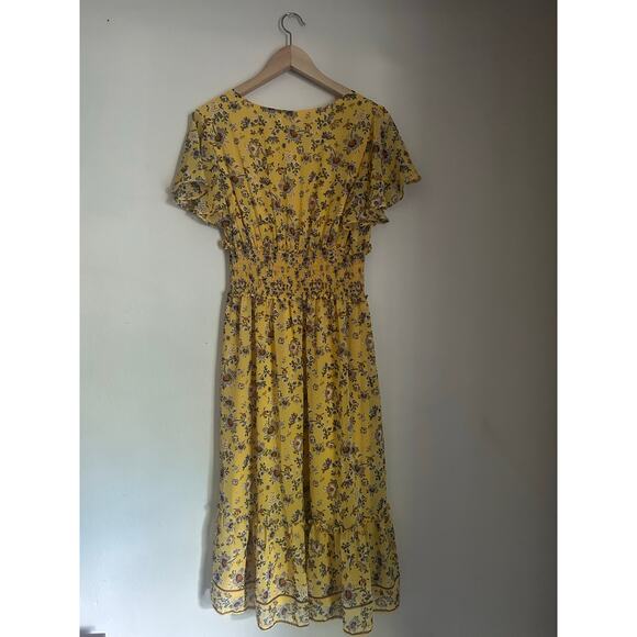 Max Studio NWT SZ M Yellow Floral Dress - Picture 3 of 9